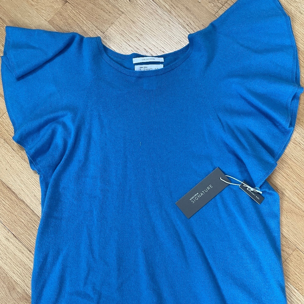 Nordstrom Signature Flutter Sleeve Cashmere Top